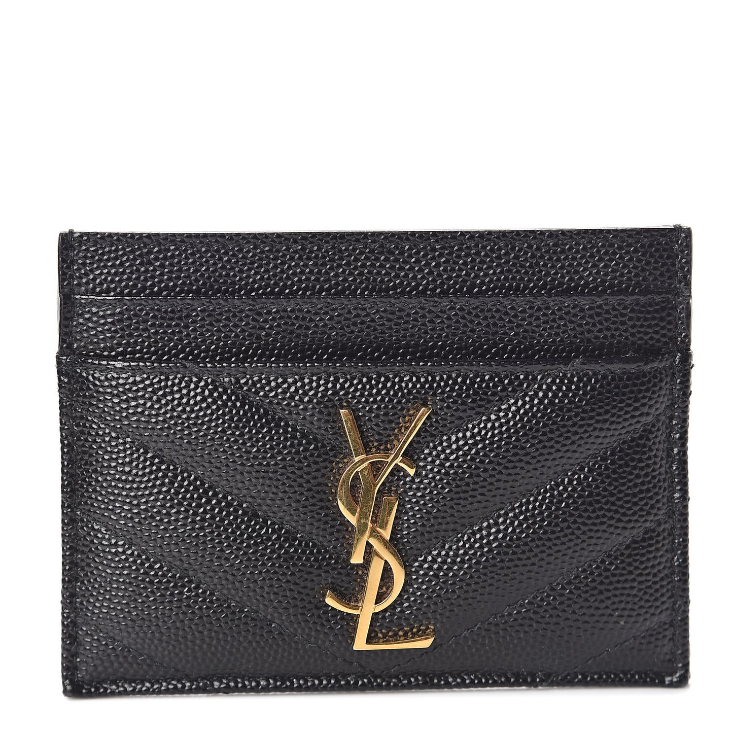 Grain De Poudre Matelasse Chevron Monogram Credit Card Case Black