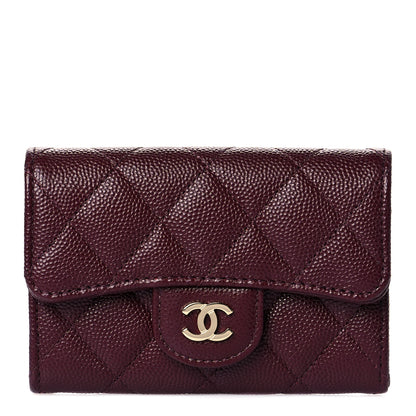 Chanel Caviar Quilted Flap Card Holder Wallet Burgundy 1 of 12