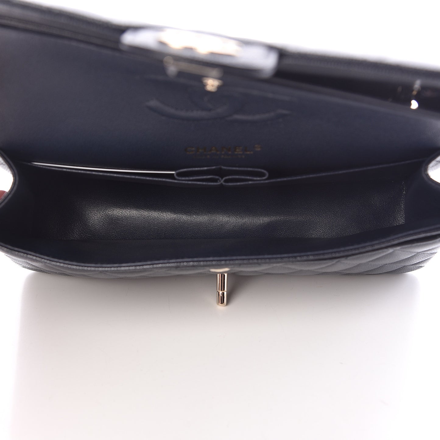 Caviar Quilted Medium Double Flap Navy