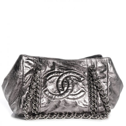 Chanel Metallic Cracked Calfskin Modern Chain Tote Dark Silver 1 of 4
