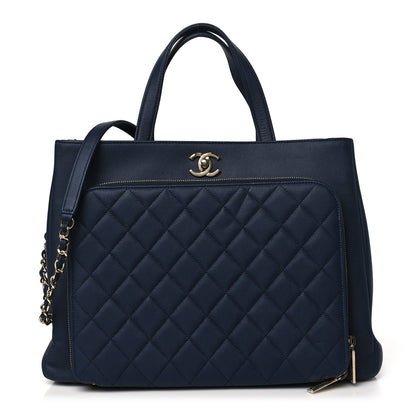 Chanel Caviar Quilted Large Business Affinity Shopping Bag Navy 1 of 10