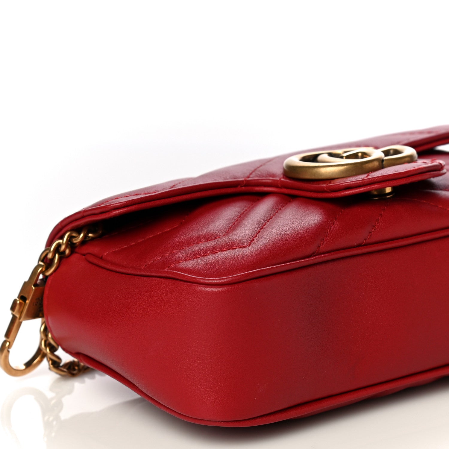 Gucci Calfskin Matelasse Super Mini GG Marmont Shoulder Bag Hibiscus Red 9 of 14