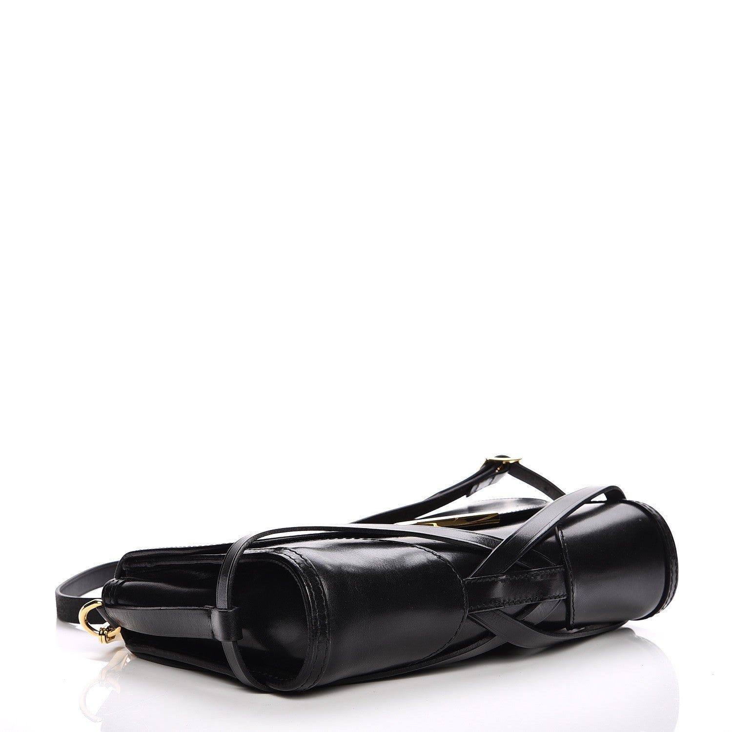 Burberry Polished Bridle Leather Small Abbott Crossbody Black