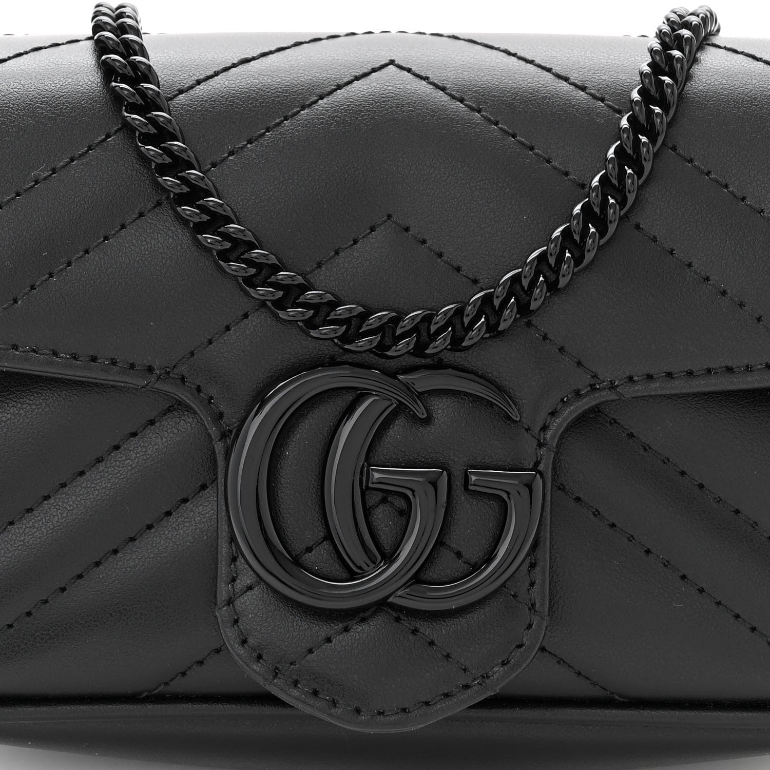 Gucci Calfskin Matelasse Super Mini GG Marmont Shoulder Bag Black 8 of 11