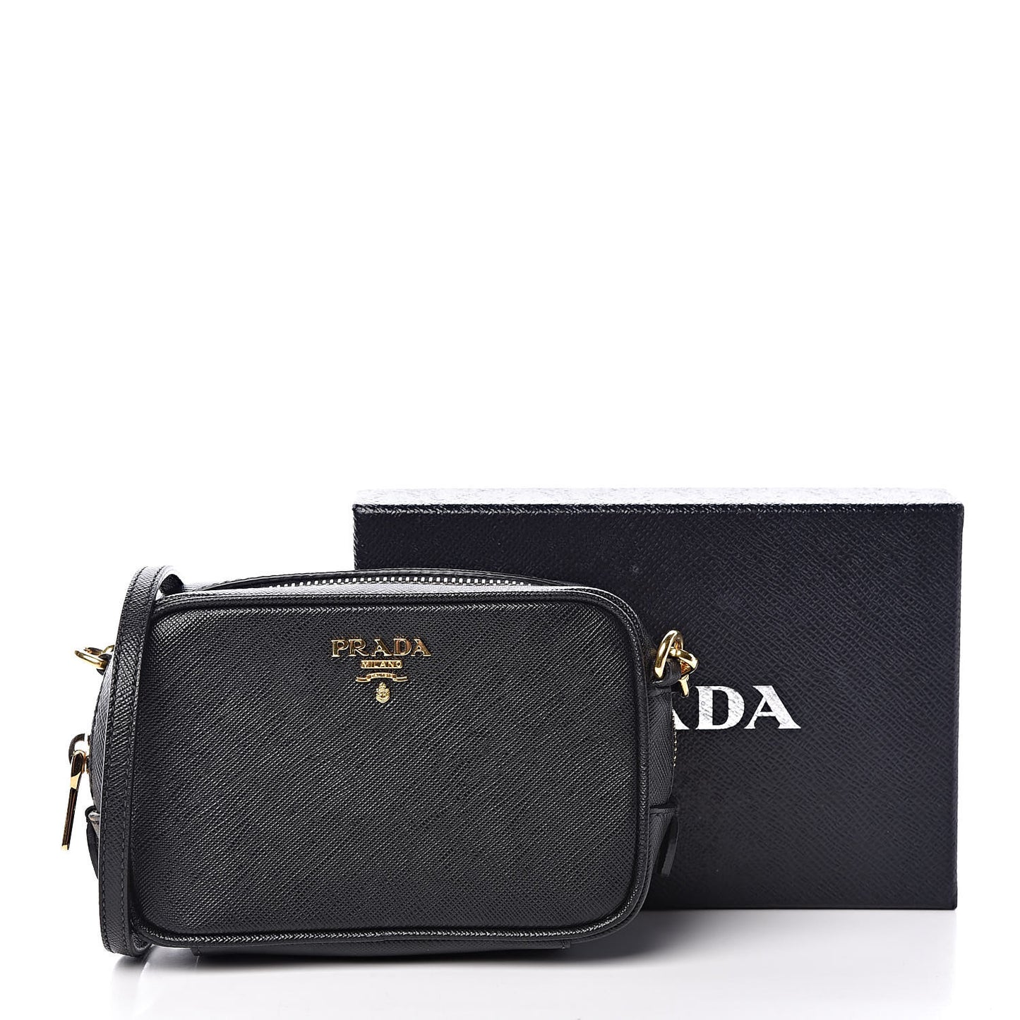 Saffiano Mini Camera Crossbody Bag Black