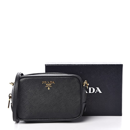Prada Saffiano Mini Camera Crossbody Bag Black 9 of 9