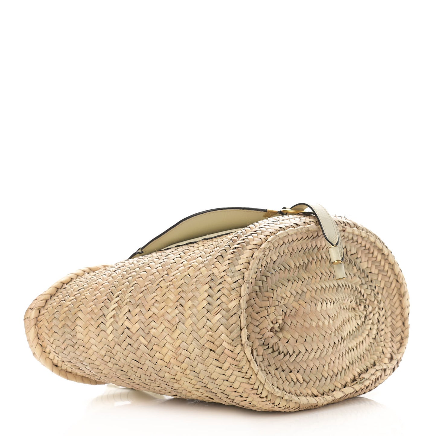 Raffia Small Grain Calfskin Medium Marcie Basket White