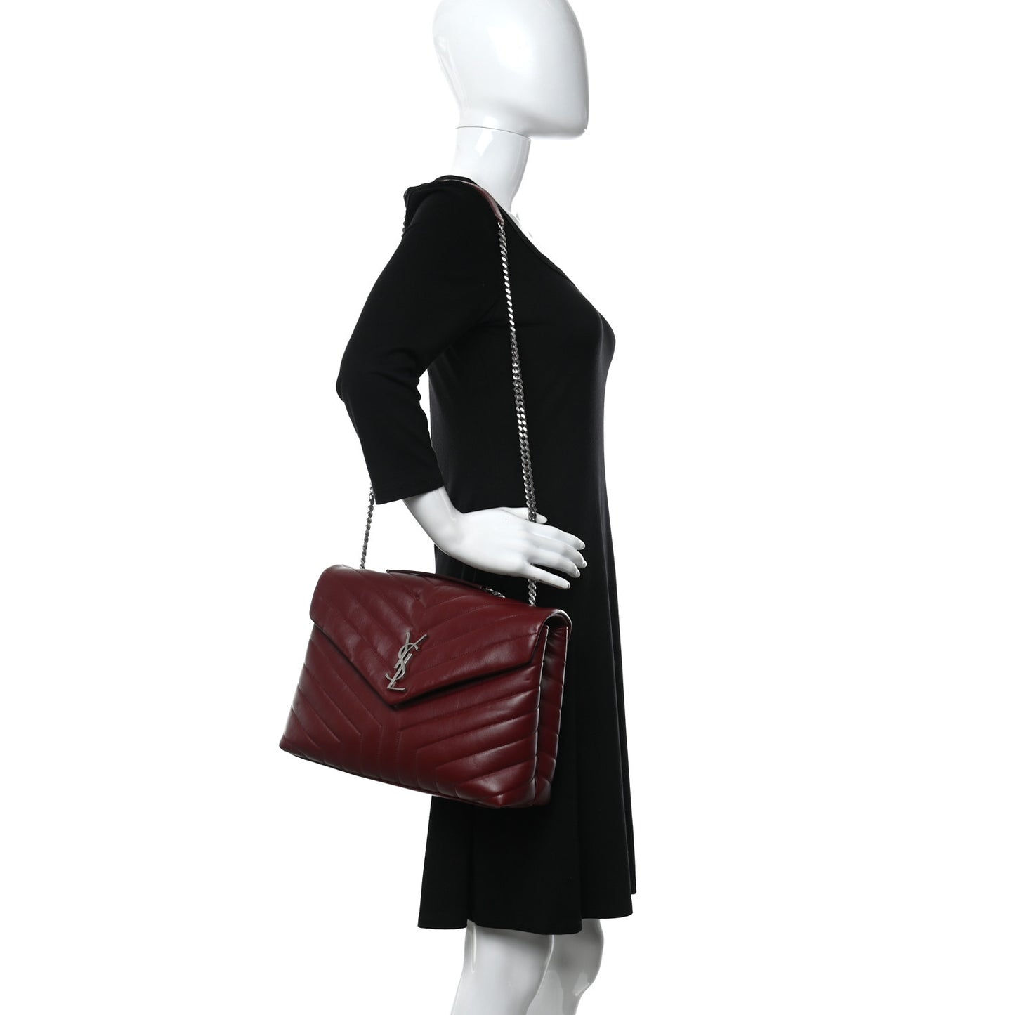 Calfskin Y Quilted Monogram Medium Loulou Chain Satchel Granite