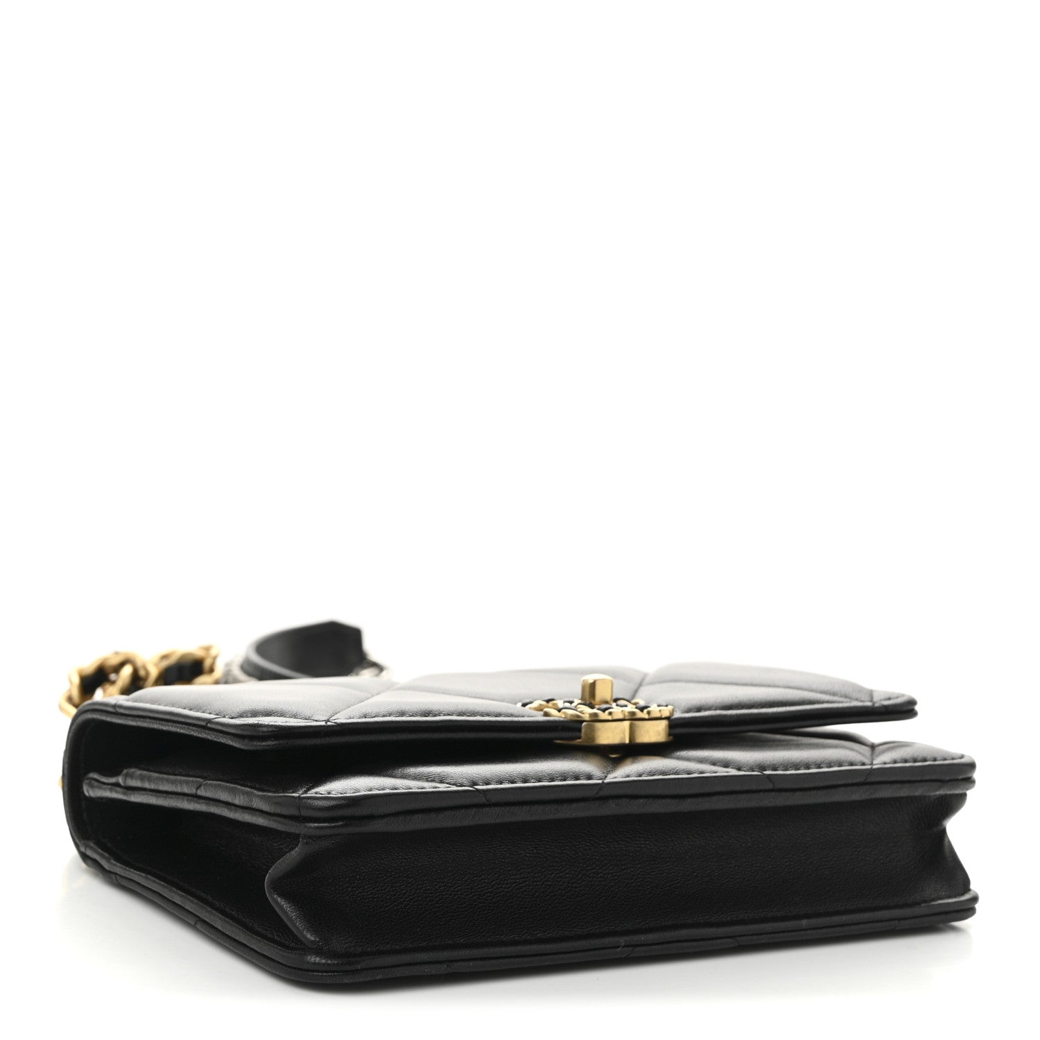 Chanel Lambskin Quilted Chanel 19 Wallet On Chain WOC Black 4 of 12