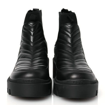 Gucci Calfskin Nappa Matelasse Frances Chelsea Boots 37 Black 2 of 12