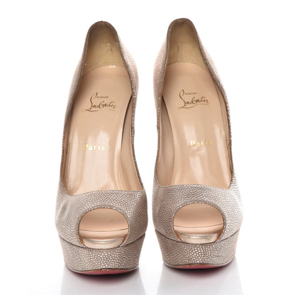 Christian Louboutin Metallic Suede Lady Peep 150 Pumps 41 Gold 2 of 21