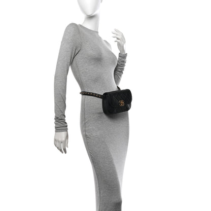 Chanel Lambskin Quilted Chain Infinity Waist Belt Bag Black 2 of 12