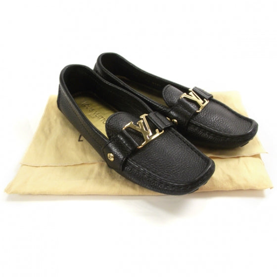 Grained Leather Loafers 36 Black