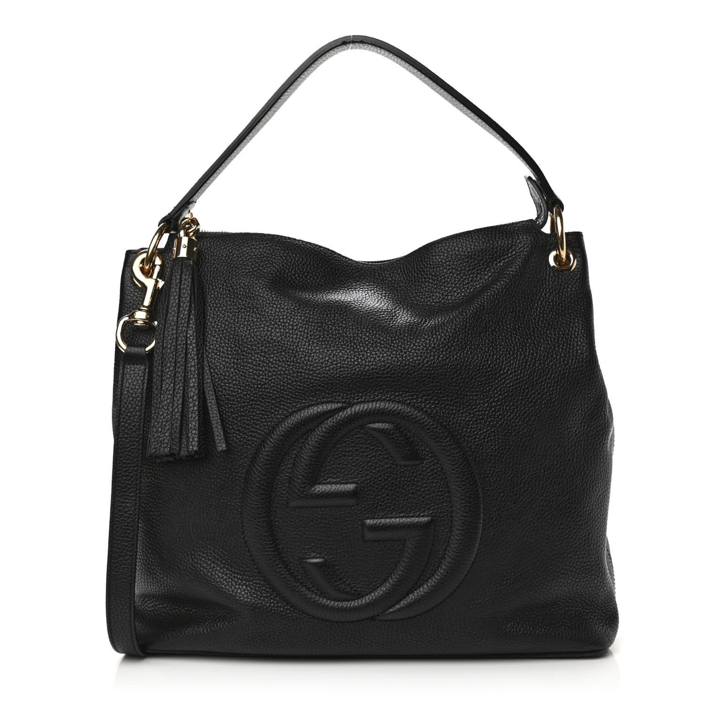 Pebbled Calfskin Large Soho Hobo Black