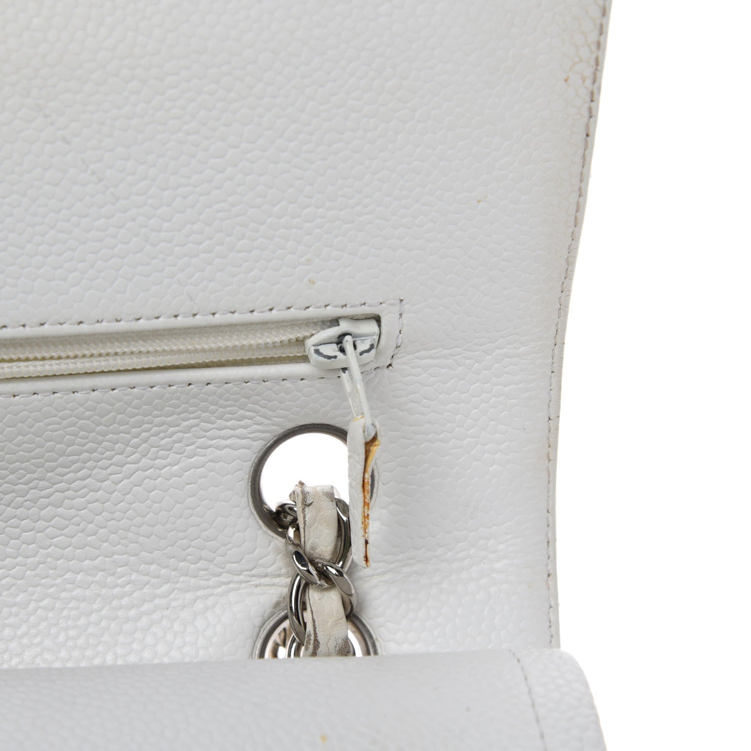 Chanel Caviar Quilted Medium Double Flap White 15 of 24