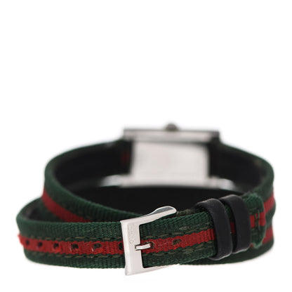 Gucci Stainless Steel Nylon 14mm Web G-Frame Double Wrap Quartz Watch Green 3 of 5