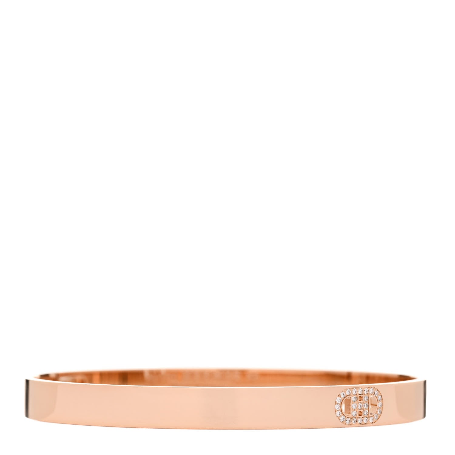 Hermes 18K Rose Gold Diamond PM H D'Ancre Bracelet XS 1 of 5