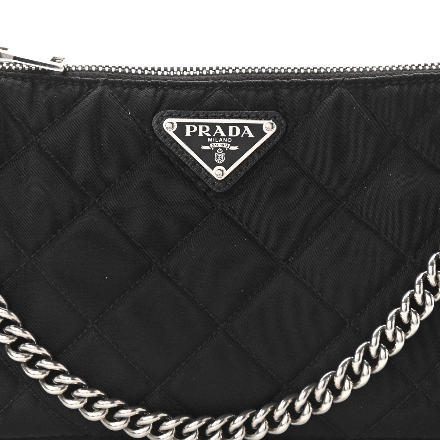 Nylon Tessuto Impuntu Quilted Crossbody Bag Black
