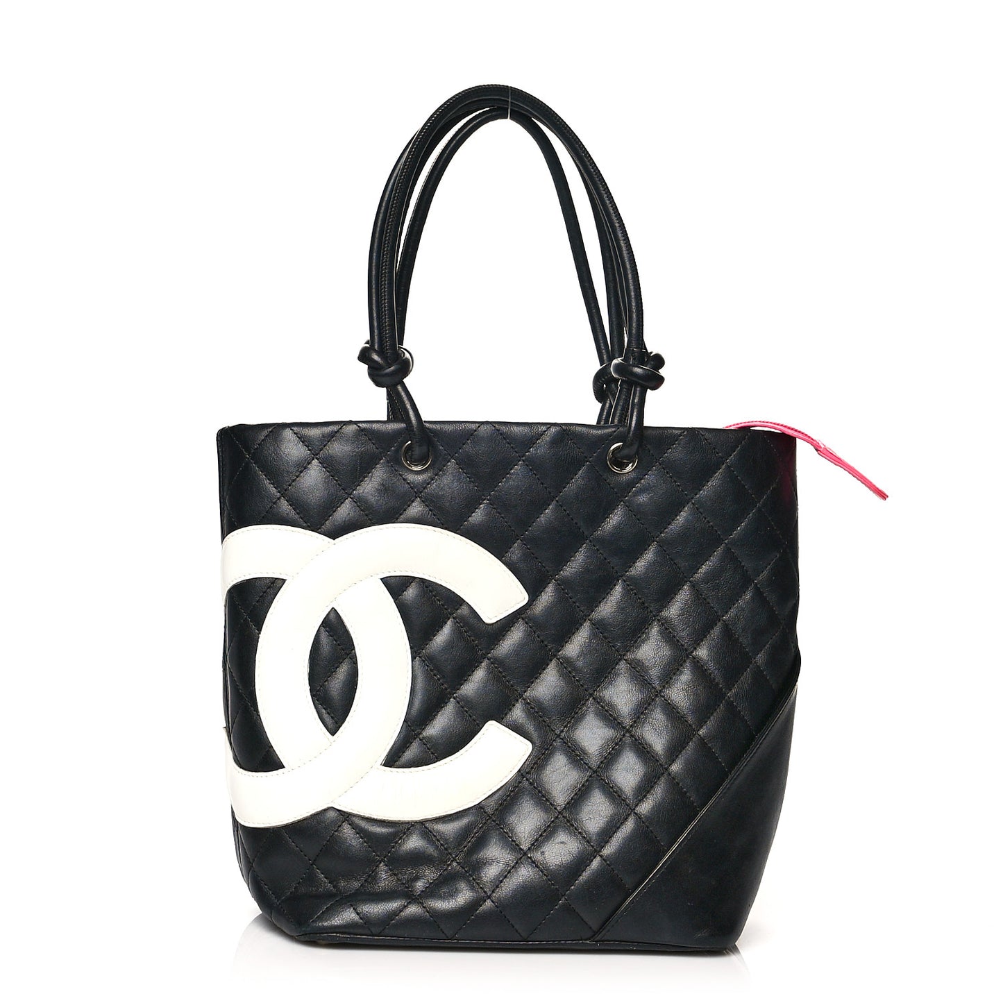 Calfskin Quilted Medium Cambon Tote Black White