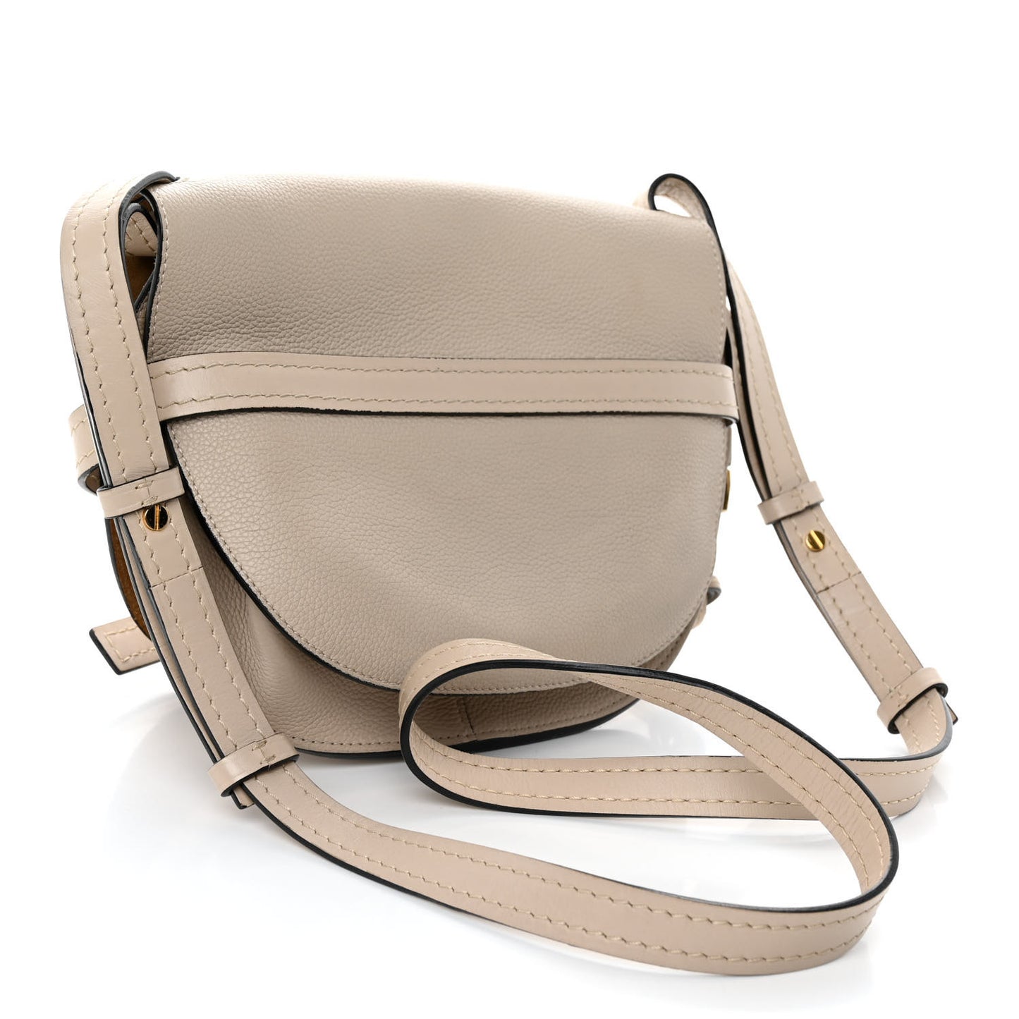 Grained Calfskin Gate Crossbody Bag Light Oat