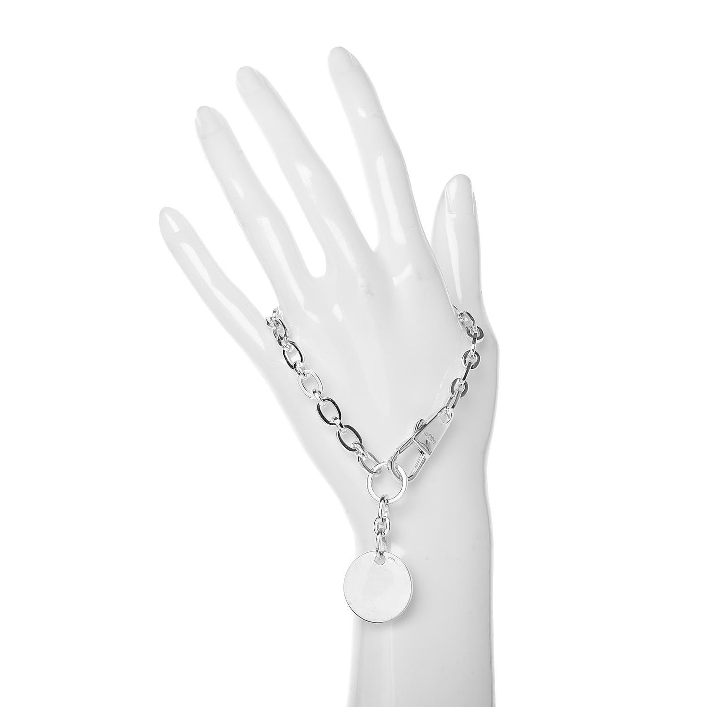 Sterling Silver Link Round Charm Bracelet