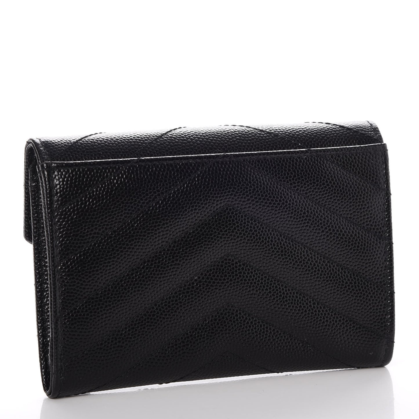 Grain De Poudre Matelasse Chevron Small Monogram Envelope Wallet Black