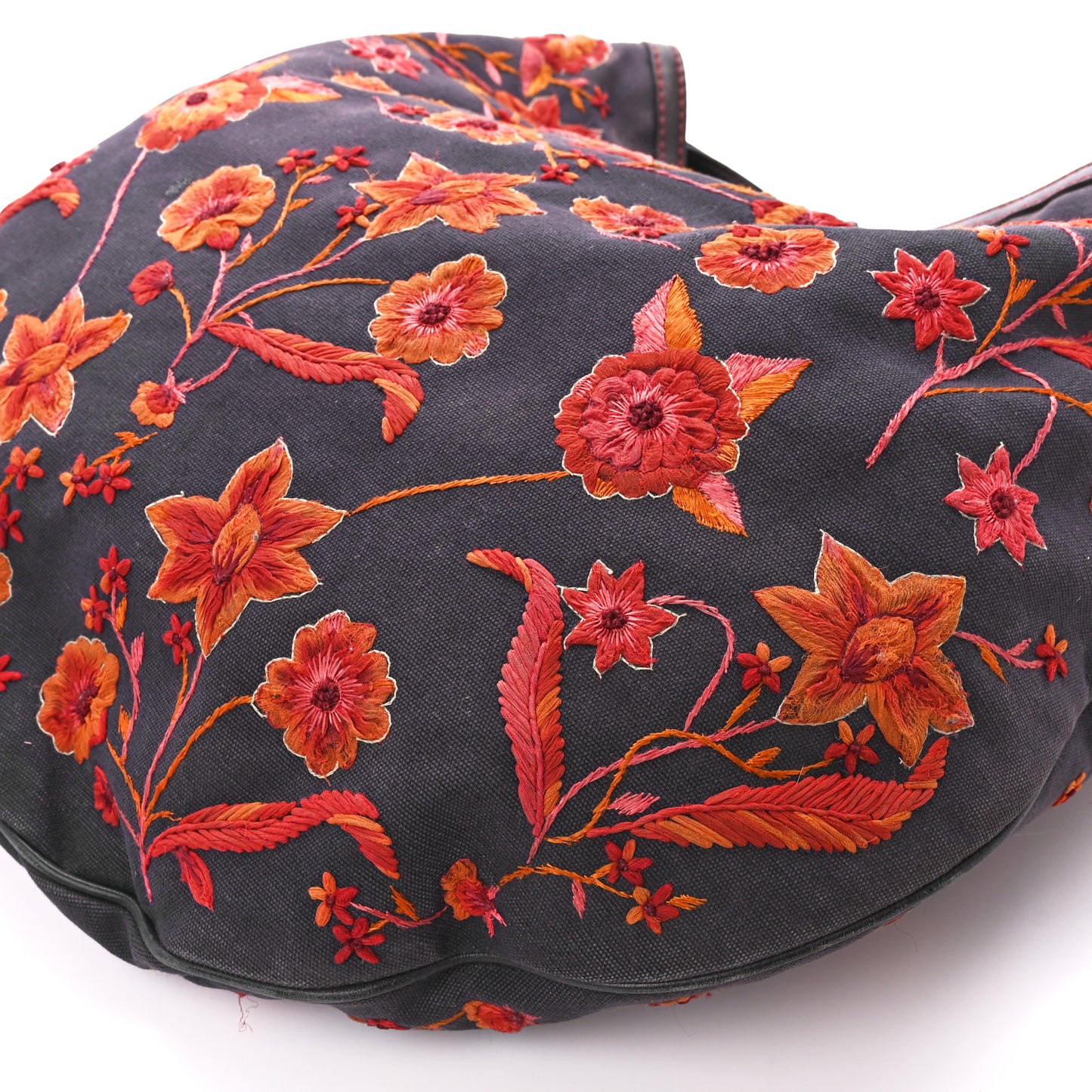 Canvas Embroidered Large Wave Hobo Blue Red