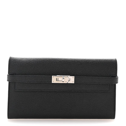 Hermes Chevre Mysore Kelly Longue Wallet Black 1 of 7