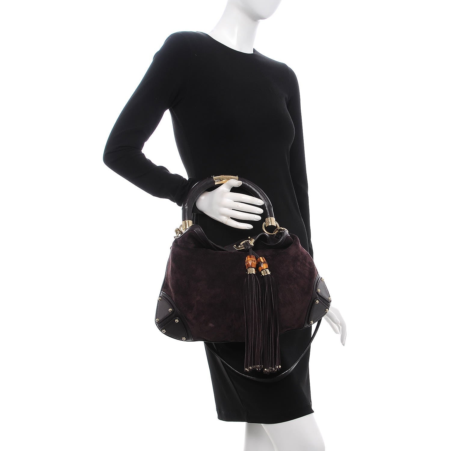 Gucci Suede Medium Indy Top Handle Hobo Purple 3 of 9