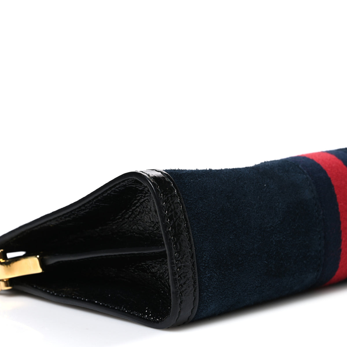 Gucci Suede Patent Web Dragon Embroidered Small Ophidia Chain Shoulder Bag Blue Black 8 of 9
