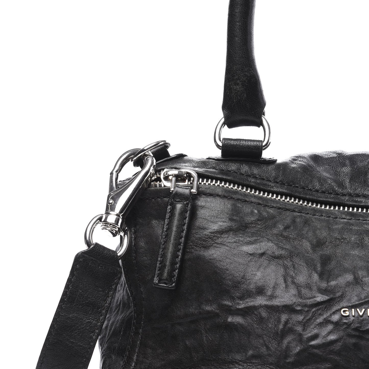 Tumbled Sheepskin Medium Pandora Bag Black