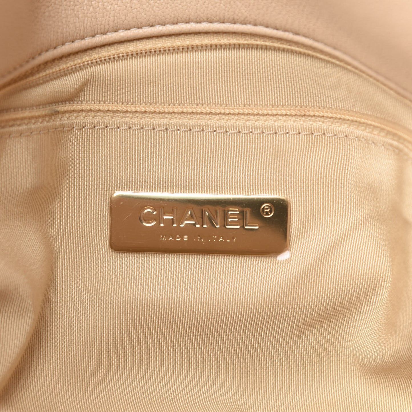 Lambskin Quilted Large 19 Flap Beige