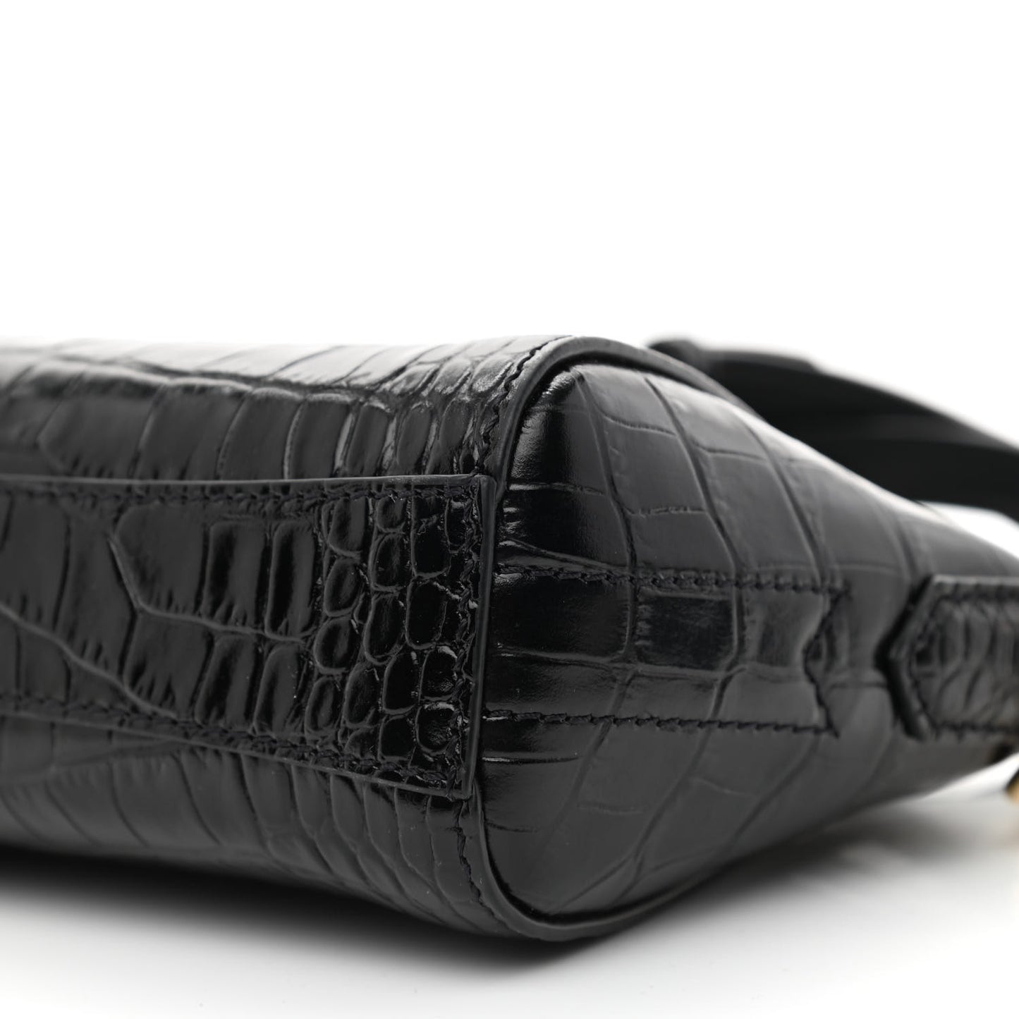 Calfskin Crocodile Embossed Nano Antigona Black