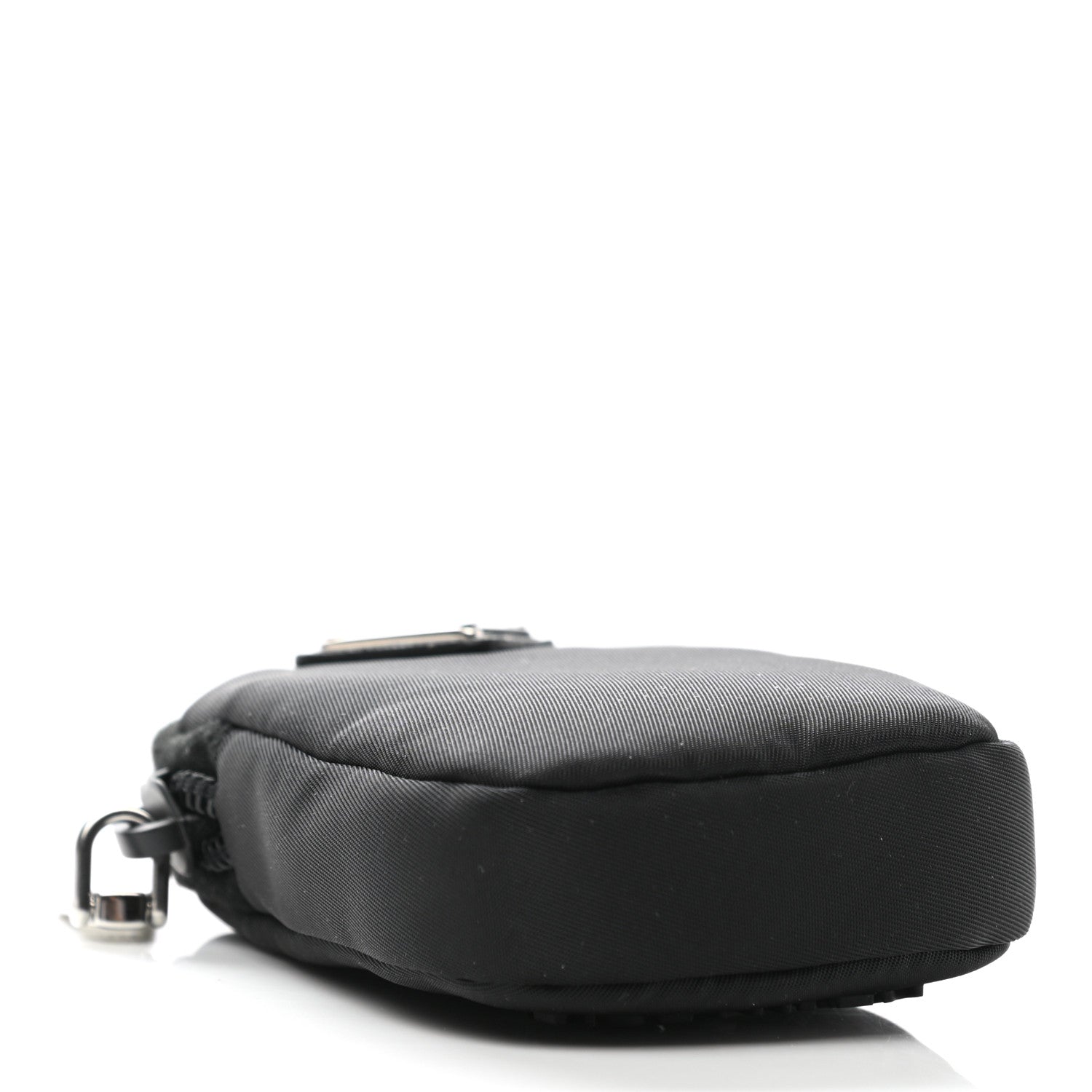 Prada Re-Nylon Pocket Triangle Padded Mini Key Chain Pouch Black 4 of 6