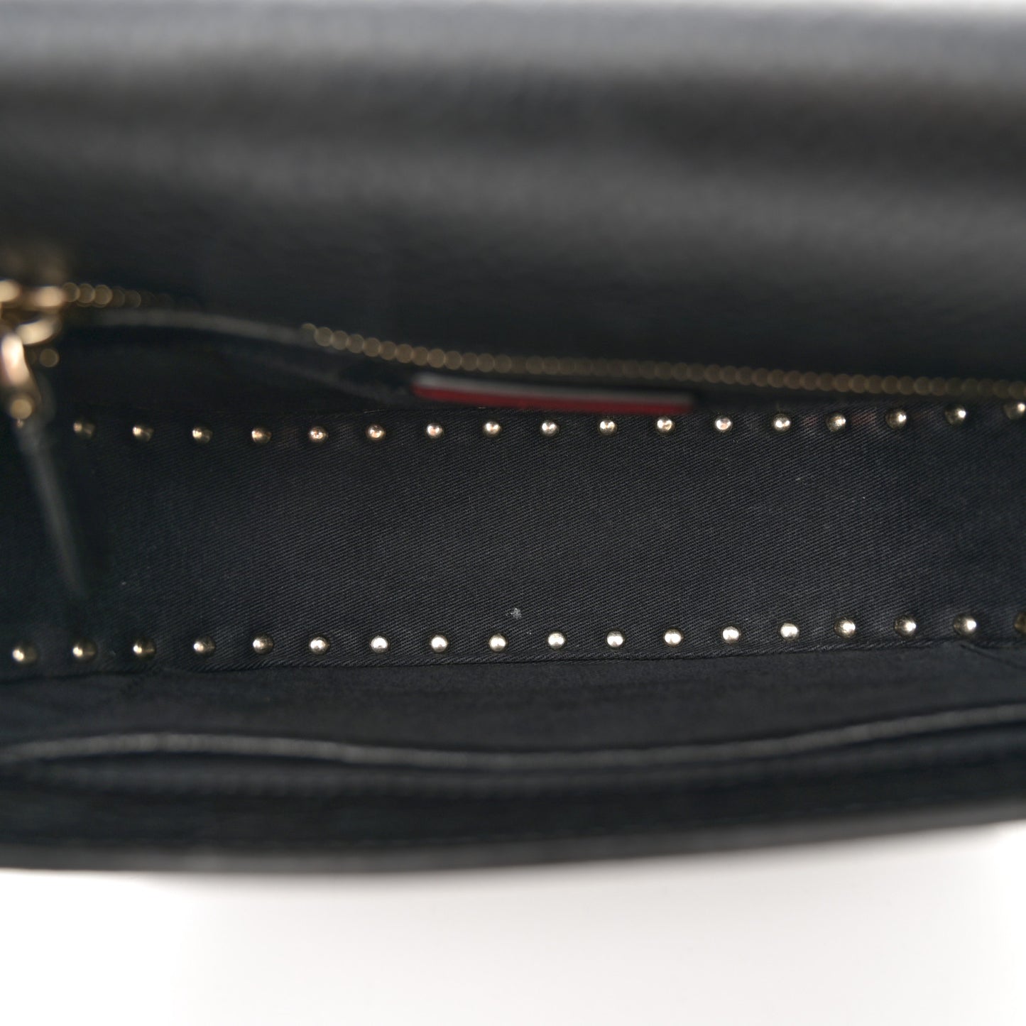 Grained Calfskin Rockstud Saddle Bag Black
