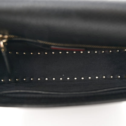 Valentino Garavani Grained Calfskin Rockstud Saddle Bag Black 5 of 12