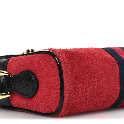 Gucci Suede Patent Web Mini Ophidia Shoulder Bag Hibiscus Red Black 9 of 10