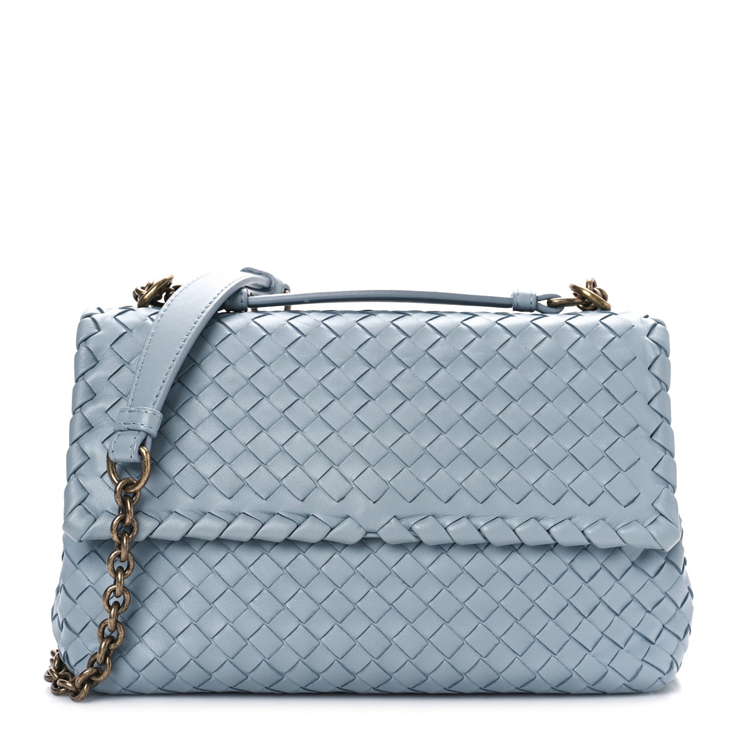Nappa Intrecciato Medium Olimpia Shoulder Bag Light Blue