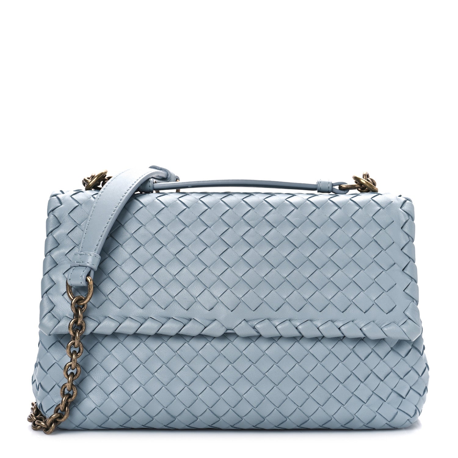 Bottega Veneta Nappa Intrecciato Medium Olimpia Shoulder Bag Light Blue 3 of 8