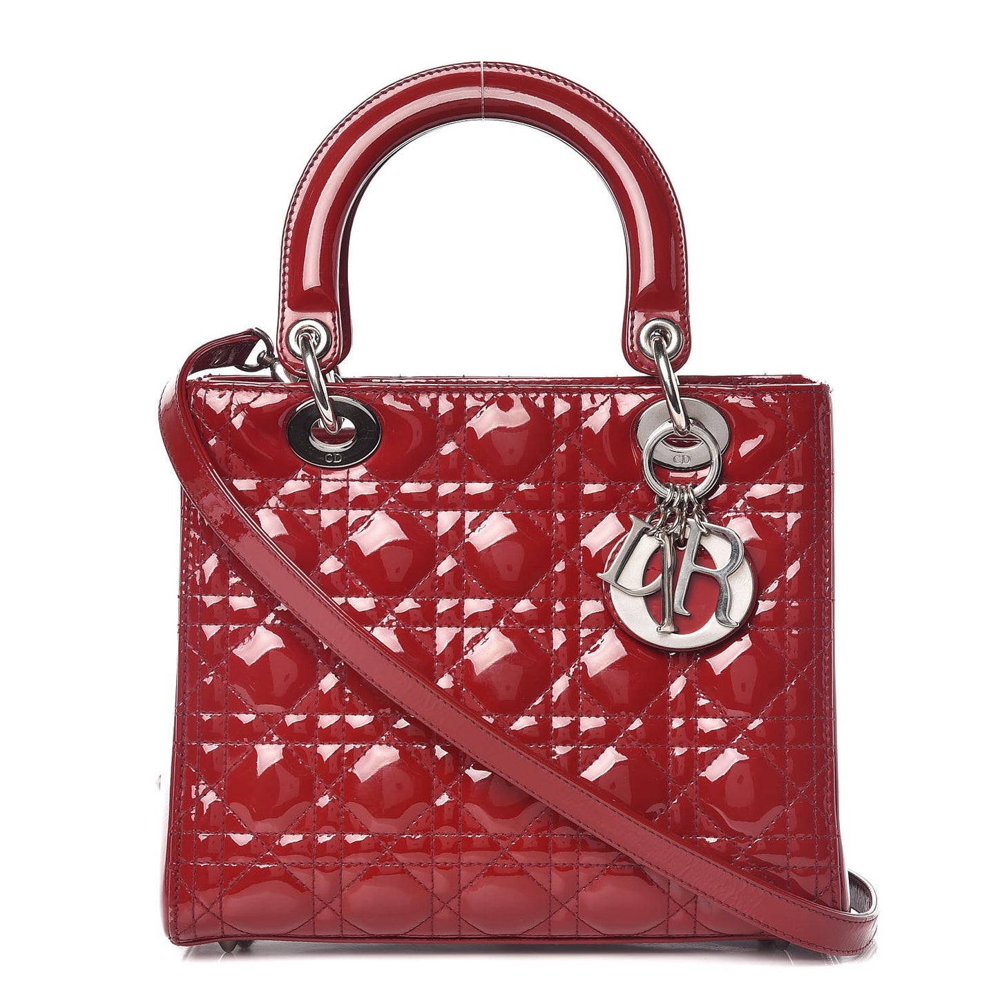 Patent Cannage Medium Lady Dior Red