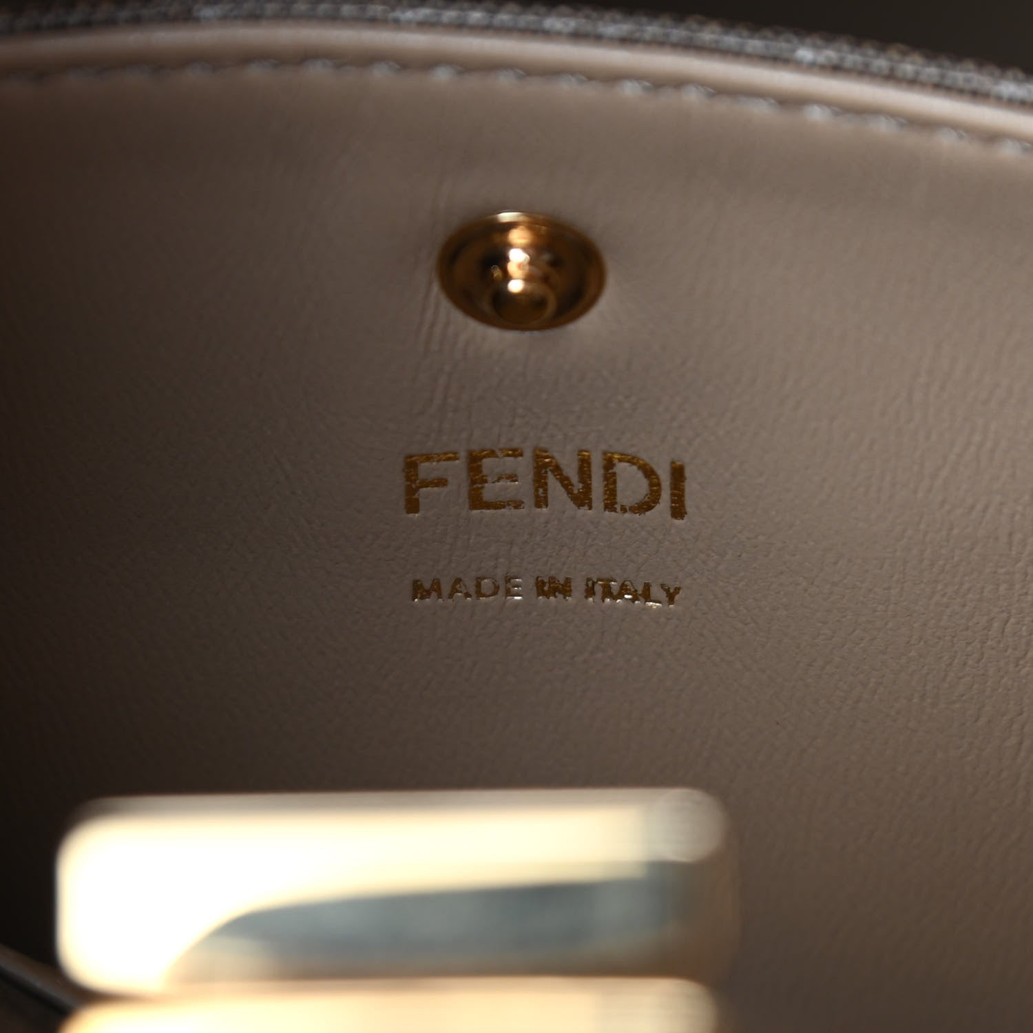 Fendi Vitello Seta Glazed Fabric FF 1974 Medium Peekaboo X-Lite Maya Mogano Panna 5 of 9