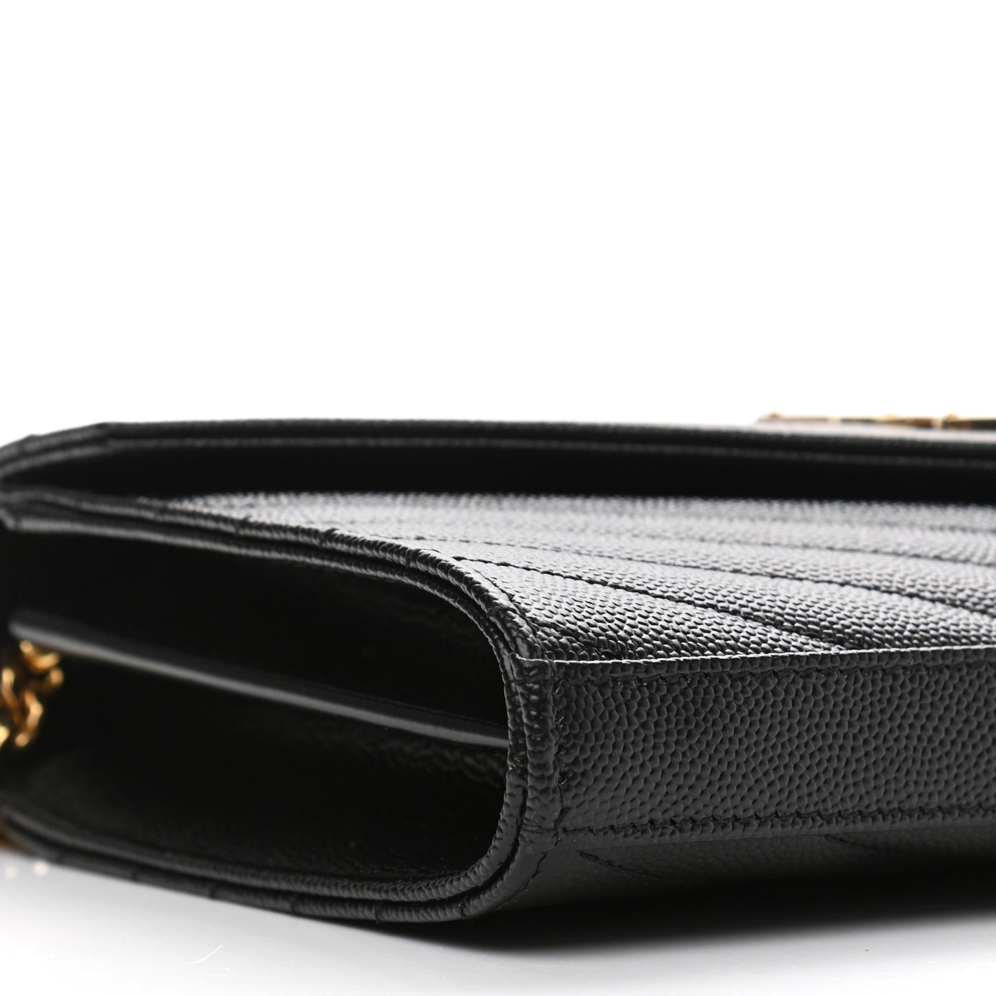 Grain De Poudre Matelasse Chevron Monogram Chain Wallet Black