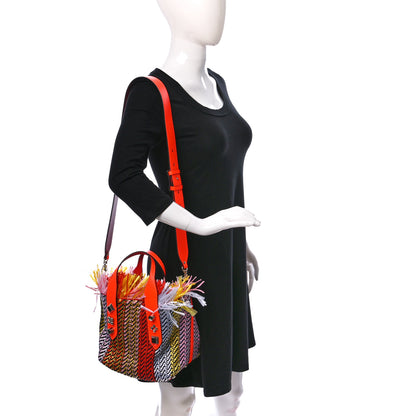 Christian Louboutin Raffia Small Frangibus Tote Orange Multicolor 2 of 7
