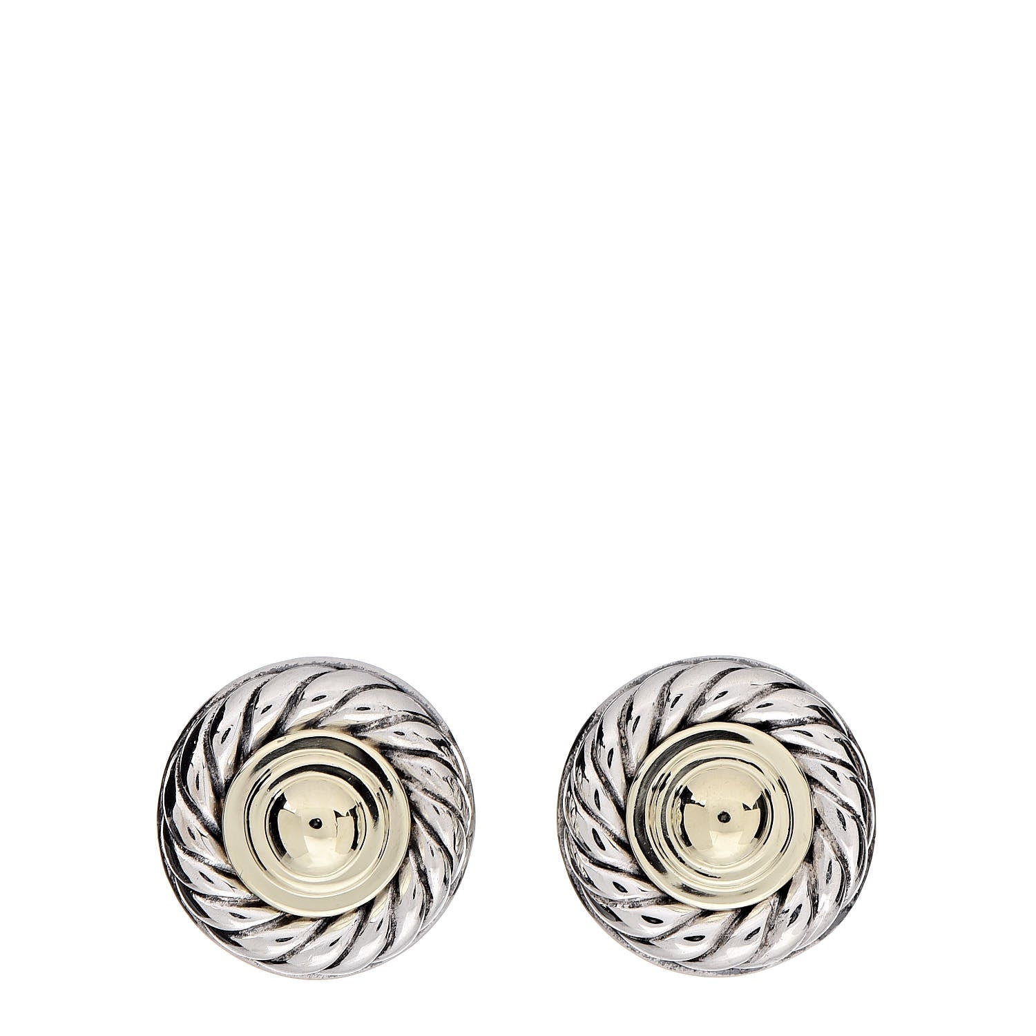 David Yurman Sterling Silver 14K Yellow Gold Cookie Earrings 1 of 4