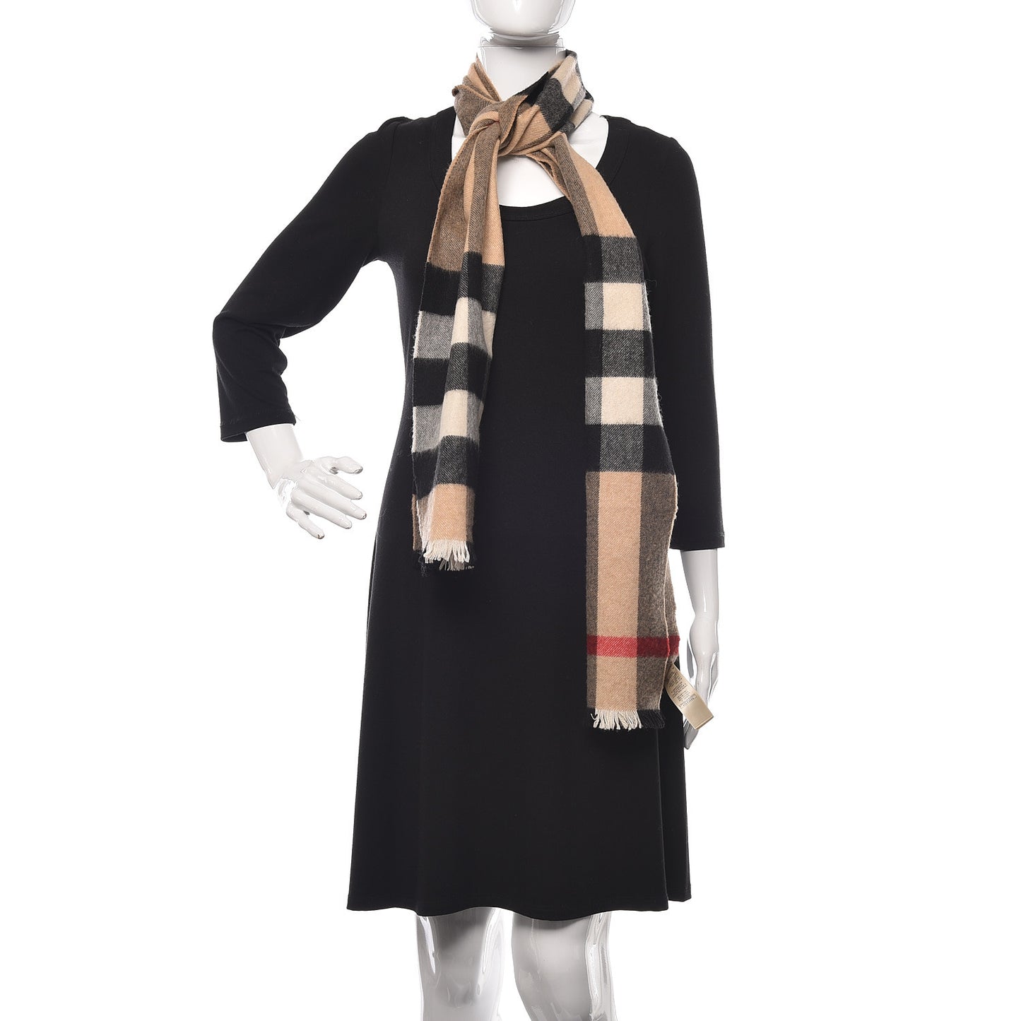 Cashmere Giant Exploded Check Scarf Camel