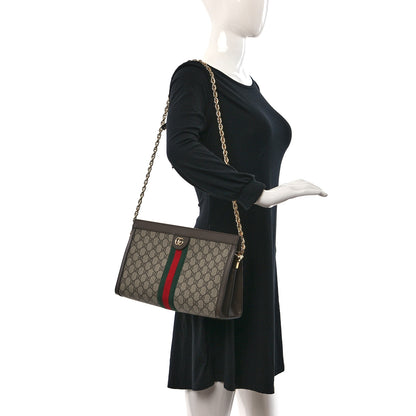 Gucci GG Supreme Monogram Web Medium Ophidia Chain Shoulder Bag Brown 2 of 9