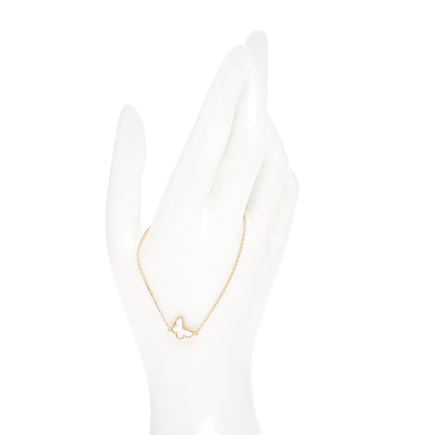 Van Cleef & Arpels 18K Yellow Gold Mother of Pearl Sweet Alhambra Butterfly Bracelet 2 of 4
