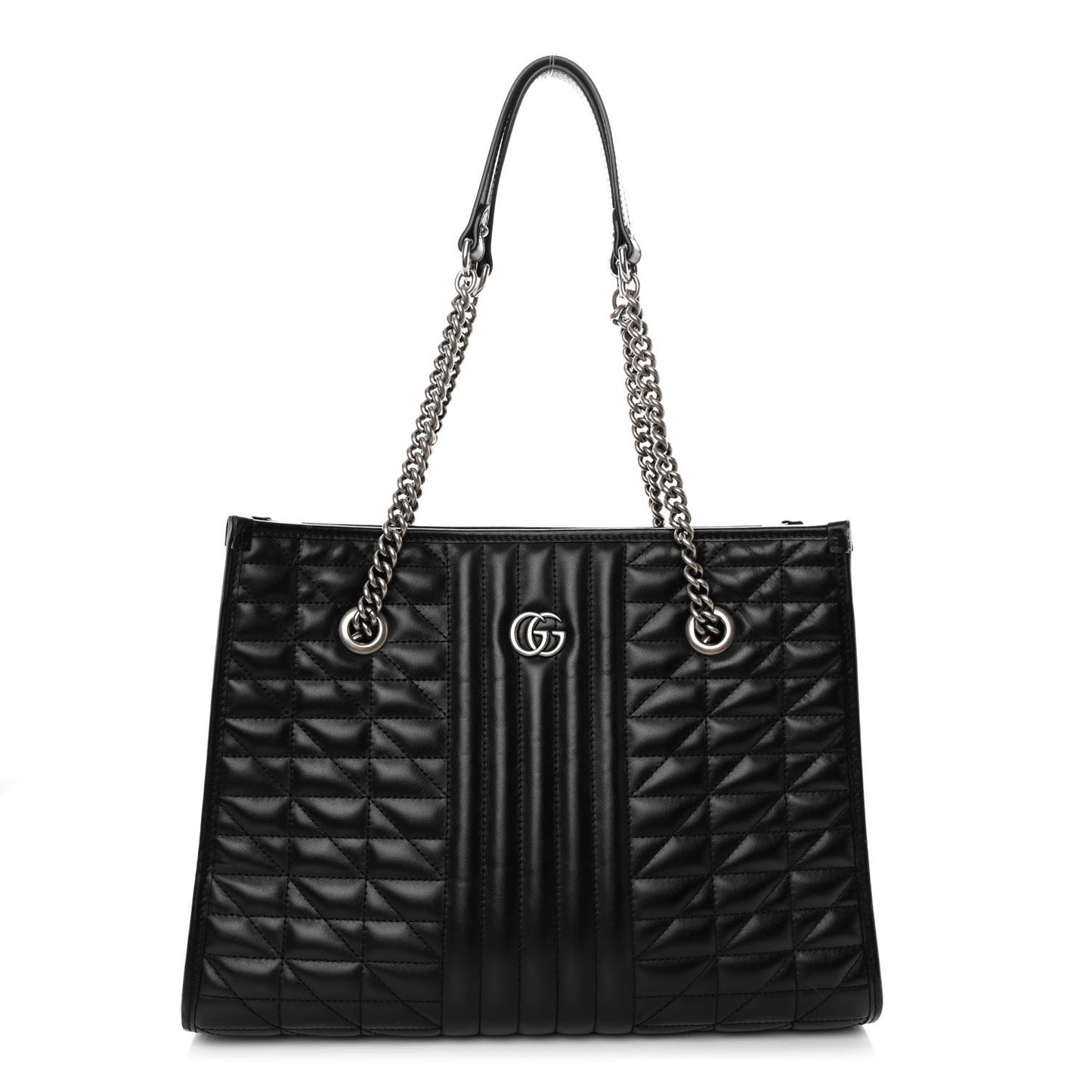 Calfskin Matelasse Aria Medium GG Marmont Shoulder Tote Black