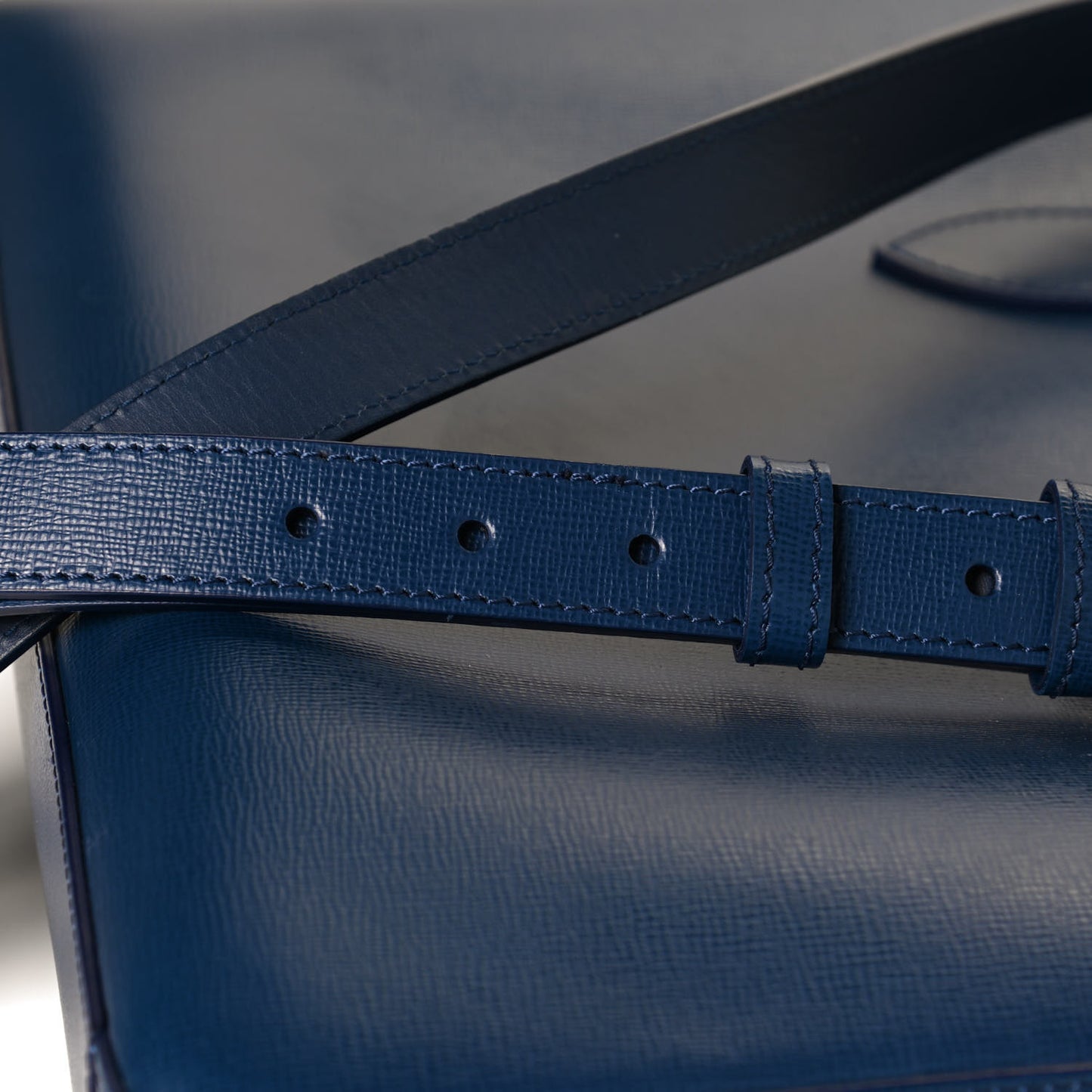 Textured Calfskin Barrow Briefcase Deep Blue
