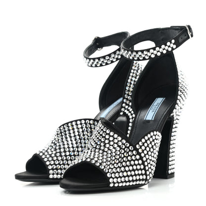 Prada Satin Crystal Ankle Wrap 105mm Sandals 39 Cristal 3 of 8